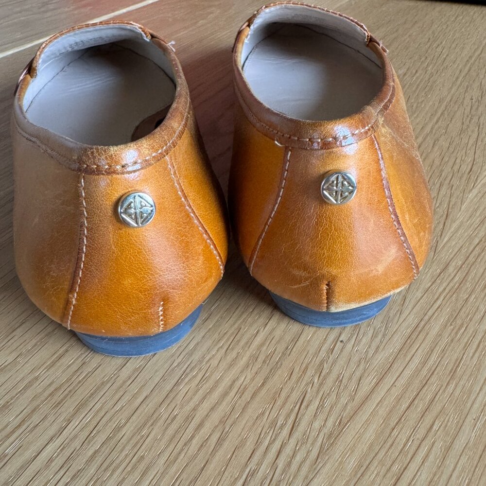 Antonio Melani Tan Leather Loafers Size 6.5 Woven Penny Flats - Picture 8 of 12